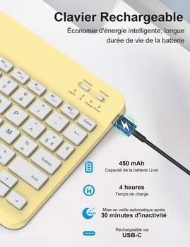 Klávesnice FOGARI pro tablet, Bluetooth, 10 palců (25,4 cm), AZERTY, francouzská, lehká, tenká, pro