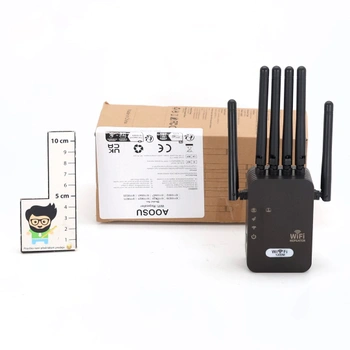 AOOSU WiFi zesilovač, 1200 Mbps WiFi opakovač se 6 anténami, WiFi zesilovač s ethernetovým portem,