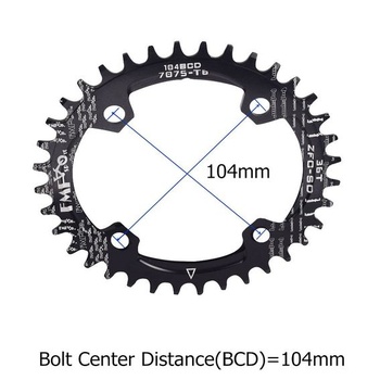 UPANBIKE Úzky široký oválny prevodník s jedným prevodníkom, BCD 104 mm, 32T 34T, 36T 36T, čierny