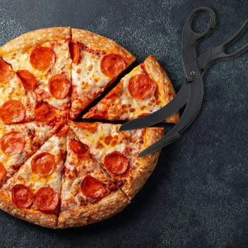 Nožnice na pizzu FACKELMANN, plastový krájač pizze, nožnice na potiahnuté plechy a formy (Farba: Čierna),