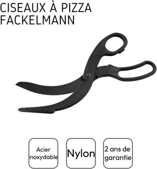 Nožnice na pizzu FACKELMANN, plastový krájač pizze, nožnice na potiahnuté plechy a formy (Farba: Čierna),