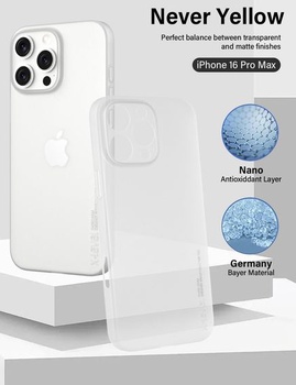 Kryt X-level pro iPhone 16 Pro Max, tenký 0,3 mm, průsvitně bílý.