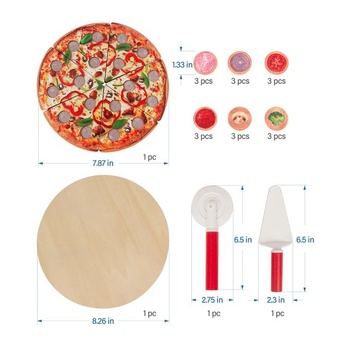 Dřevěná sada na pizzu WOODENFUN, do kuchyně, obchodu, pro vzdělávací hraní rolí pro děti od 3 let