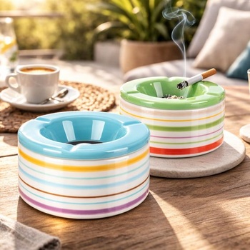 Com-four® 2x Větruodolné popelníky z dolomitové keramiky, odolné vůči povětrnostním vlivům, 2 kusy,