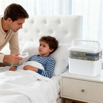 3poschodová úložná schránka na lieky - Lekárnička, domáca lekárnička s priehradkou, úložné boxy na