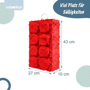 Stavebnica Relaxdays Pinata s tyčou a maskou, párty pinata pre deti, červená