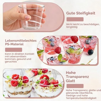 Sada 50 dezertných kelímkov s 50 lyžičkami, 200ml dezertné kelímky
