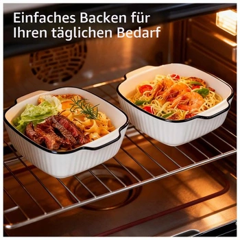 Keramické zapekacie misky, sada 4 ks – štvorcová lasagnová miska do fritézy s objemom 400 ml,
