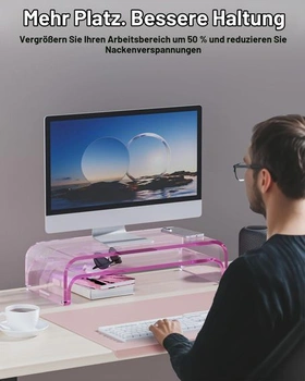 Akrylový stojan na monitor, sada 2 kusov, 2úrovňový modulárny stojan na obrazovku, stojan na monitor