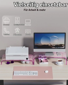 Akrylový stojan na monitor, sada 2 kusov, 2úrovňový modulárny stojan na obrazovku, stojan na monitor