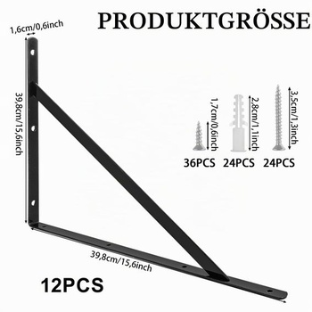 Sada 12 držáků polic GBACHOOSE, 400 x 250 mm