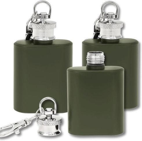 Mini bedrový prívesok na kľúče Čierna Strieborná Zelená Nerezová bedrová banka malá 1oz (30ml)
