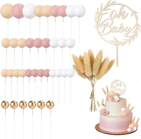 Yamitora Balenie 49 kusov Oh Baby Cake Topper Drevo, Oh Baby Cake Topper Dekorácie na tortu pre