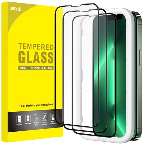 JETech celoobrazovková ochranná fólie pro iPhone 13/13 Pro 6,1 palce, ochranná fólie Black Edge