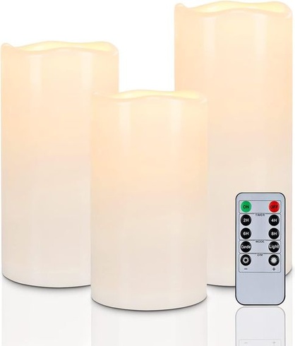 Homemory Outdoor voděodolné bezplamenové svíčky Blikající LED sloupkové svíčky na baterie s