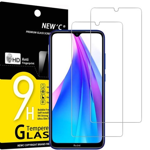 NEW'C 2 kusy, ochrana displeja pre Xiaomi Redmi Note 8T, tvrdené sklo proti poškriabaniu, odtlačky