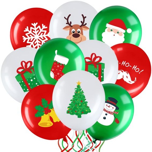 Balíček Suilung 45 vánočních balónků, 12palcových vánočních latexových balónků Červeno-zelené a