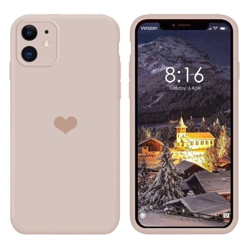 13peas Kompatibilní s iPhone 11/Pro/Pro Max (2019), vzor srdce, tekutý silikon, guma, růžová, 11