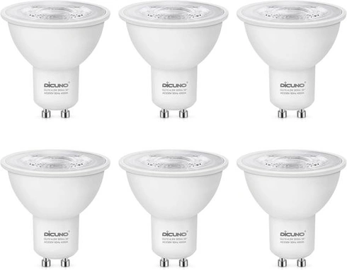 DiCUNO GU10 stmievateľná žiarovka, 4,2W LED ekvivalentná 40W halogénovej lampe, neutrálna biela 4000K,