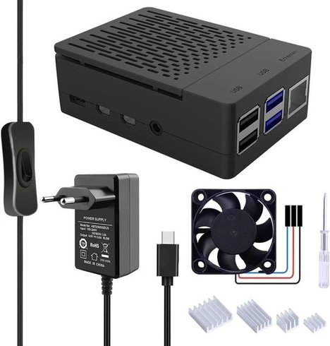 Pouzdro GeeekPi pro Raspberry Pi 4 Model B, pouzdro Raspberry Pi 4B s PWM ventilátorem 40X40X10mm a