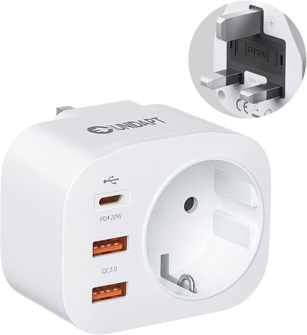 Britanski Adapter Unidapt cestovní adaptér UK adaptér Německo Anglie zástrčka se 3 USB 1 ...