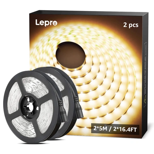 Lepro LED pásik teplá biela, 10M (5M*2) LED pásik 12V samolepiaca, páska každý s 300 kusmi 2835 LED