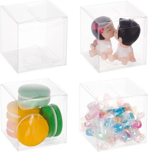 BENECREAT 50KS 7x7x7cm Číre kocky Svadobné bonboniéry PVC Transparentné kocky Darčekové krabičky na