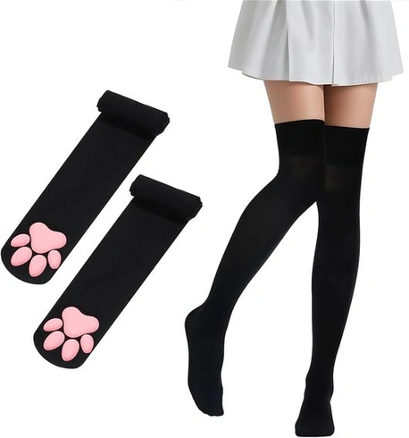 Lusofia mačacie labka stehennej ponožky nad kolená kawaii 3D mačacie ponožky cosplay pančuchy pre