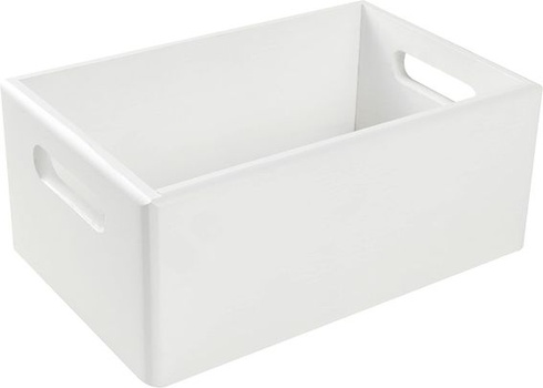 Creative Deco White Wooden Box Košík na ovocie Box | 30x20x13cm (+/-1cm) | s rukoväťou | bez veka |