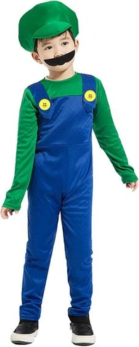 Harsever Deguisement Super Plumber Brothers, Costume Super Bros pour Enfant Adulte, Costume de Super Plumber Bros Deguisement Enfant Garcon Adulte avec Porte-clés Moustache pour Carnaval Halloween Harsever Deguisement Super Plumber Brothers, Costume Super Bros pour Enfant Adulte, Costume de Super Plumber Bros Deguisement Enfant Garcon Adulte avec Porte-clés Moustache pour Carnaval Halloween