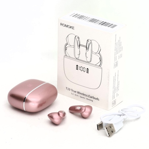 Bezdrátová sluchátka ROMOKE T19 růžová
