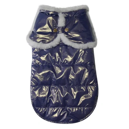 JoyDaog šátek Psí kabát pro malé psy Fleecová podšívka Teplé štěněcí bundy na zimu Modrá S