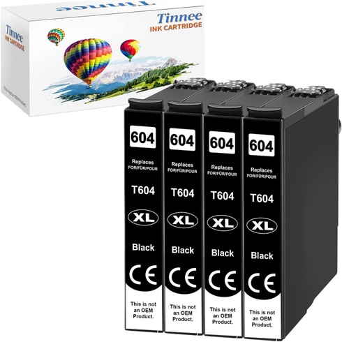 Atramentové kazety Tinnee 604XL 4 ks čierne