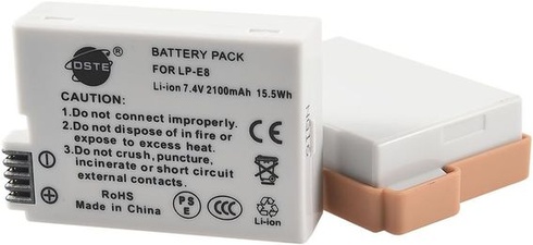 Náhradná batéria DSTE 2-Pack kompatibilná pre Canon LP-E8 EOS 550D 600D 650D 700D Kiss X4 Kiss X5