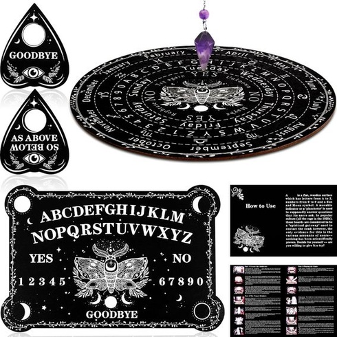 Veštebná doska s kyvadlovou žemľou so sadou ametystu, hovoriaca doska Black Wood Spirit s planchette