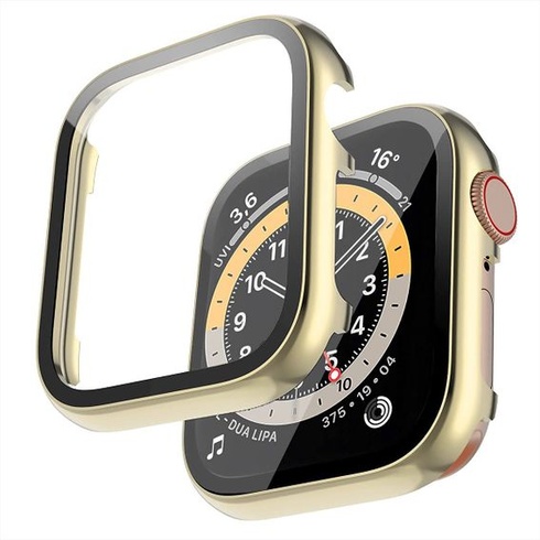 Ochranné puzdro Miimall Kompatibilné s Apple Watch 44mm kovové puzdro so sklenenou ochranou