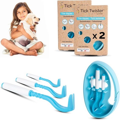 Háčiky na kliešte Tick Twister 3 pre psov, mačky a ľudí – sada 3 pinziet na kliešte s úložným boxom,
