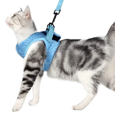 Sada postroje a vodítka pro kočky s ultralehkým obojkem pro kotě, měkký a pohodlný, běžecká bunda,