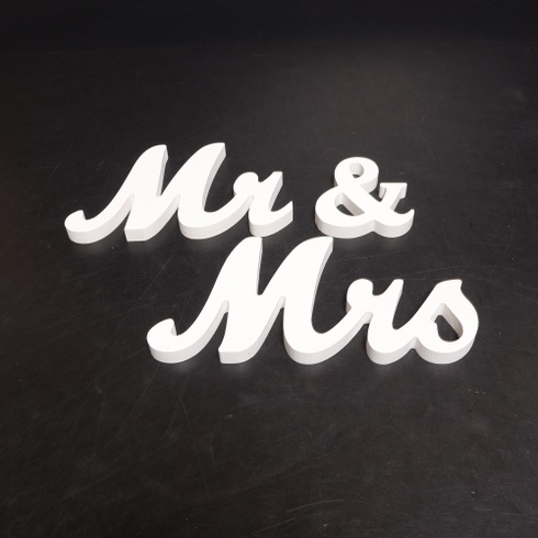 Dřevěná dekorace ZHAOMIMI Mr & Mrs