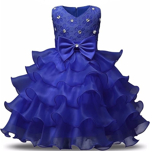 Dívčí šaty NNJXD modré s volánky