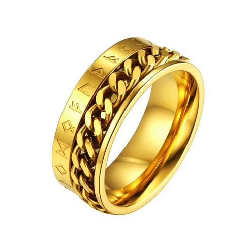 Zlatý prsten FaithHeart se symbolem runy Viking Retro Men Boys Prsten s runou pro muže s dárkovou