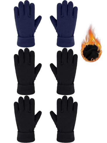 SATINIOR 3 páry dětských zimních fleecových rukavic Měkké teplé celoprsté rukavice pro chlapce a