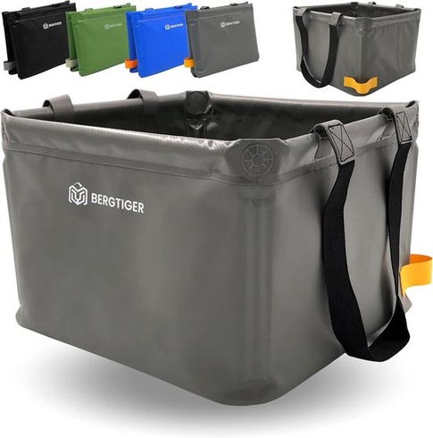 BERGTIGER® 500D Plachta, skladacia kempingová misa 18L / 21L s EXTRA DRŽADLOM I Skladacie vonkajšie
