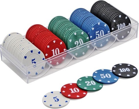 KAYSENSUK 100 kusů kasinových pokerových žetonů, herních žetonů, karet, žetonů, vkladových žetonů,