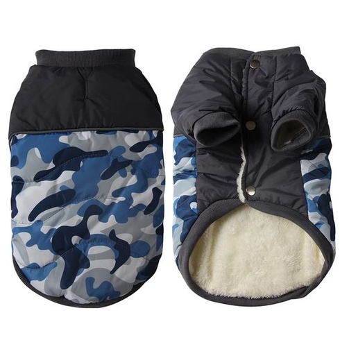 JoyDaog Fleecová podšívka Teplé psí kabáty pro malé psy Voděodolná bunda pro štěně na zimu Modrá