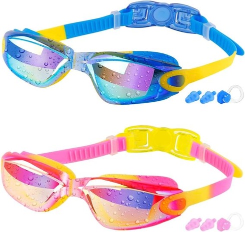 Plavecké okuliare COOLOO, balenie 2 ks plaveckých okuliarov pre deti/junior/dospelé, unisex okuliare pre