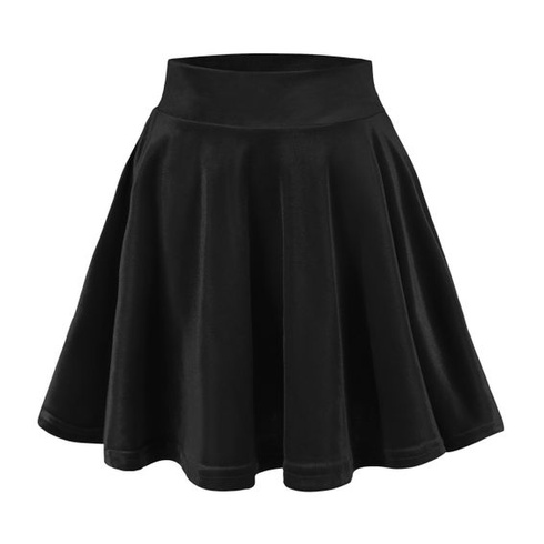 Dámská dívčí základní mini bruslařská sukně Sametová strečová sukně (L, černá)