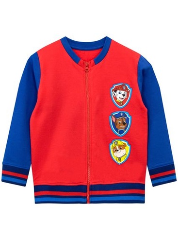 Blouson Bombardier Paw Patrol Garçon - Imprimé Chase, Marshall, Rubble - Coton - Fermeture Pression - Style Varsity