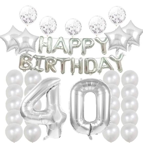 Dekorace na oslavu 40. narozenin, balónky k 40. narozeninám, latexové balónky Mylar číslo 40,