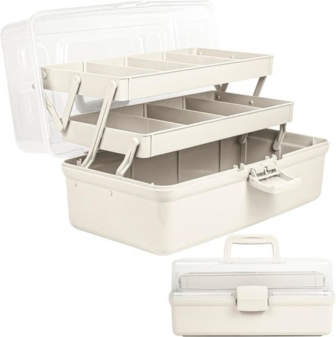 Víceúčelový úložný box Creahaus 37,5 cm se 3 policemi, třídicí box, organizér, box na tvoření, box